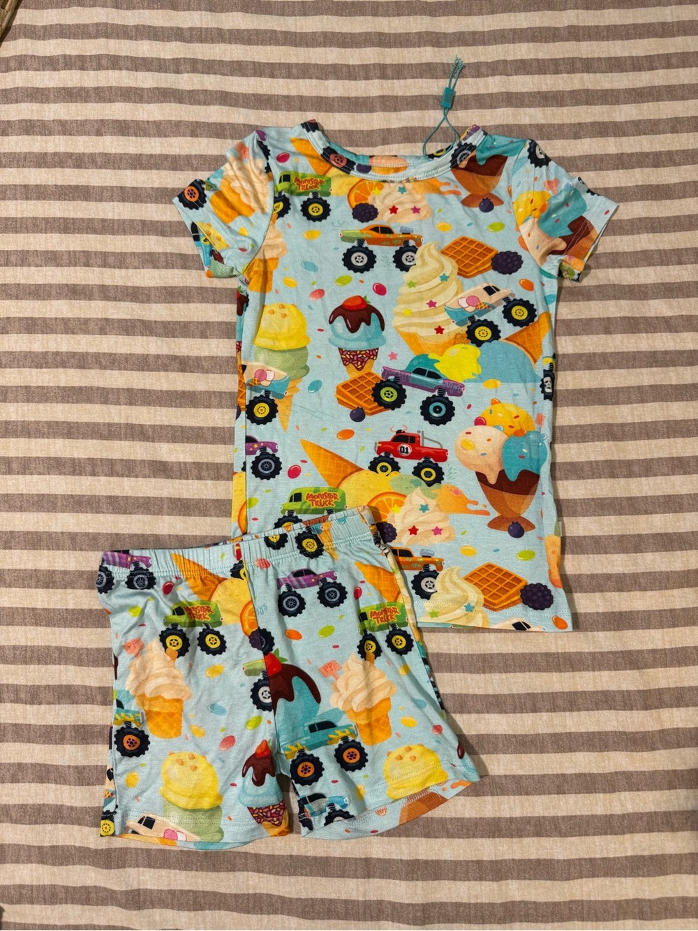 Posh Peanut Ice Cream & Monster Truck Pajama Set